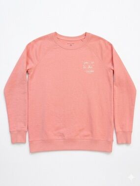Old Navy Graphic Sweatshirt XS Pink Coffee Quote Raglan Crewneck Pullover